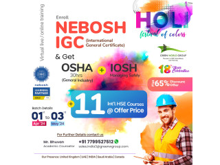 Enroll Nebosh IGC in Vizag Get OSHA 30 Hrs + IOSH MS + 65% Flat Discount !
